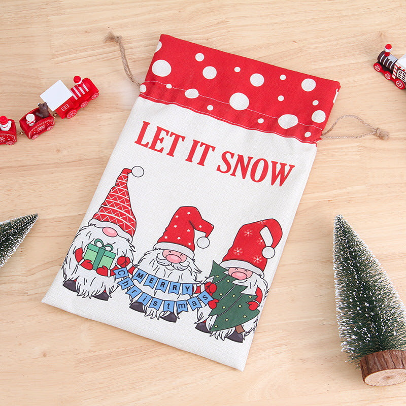 Wholesale Cloth Candy Bag Christmas Drawstring Cartoon Gift Bag